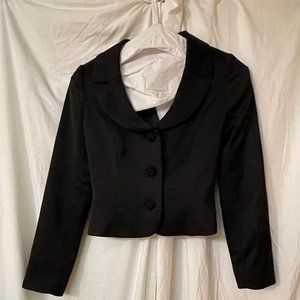 Black House White Market Satin Crop Tuxedo Jacket Size 4